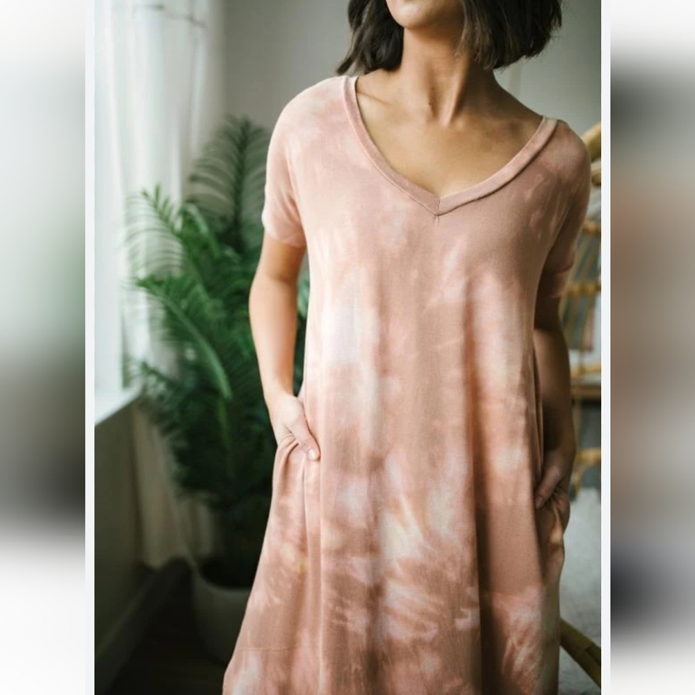 J. JILL Purejill buttoned back tie dye cotton t shirt dress sz medium